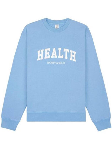 Health Print Crew Neck Cotton Long Sleeve T-shirt Light Blue - SPORTY & RICH - BALAAN 1