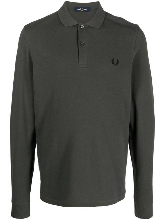 Logo Pique Long Sleeve Polo Shirt Grey - FRED PERRY - BALAAN 1