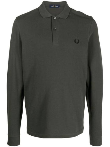 Logo Pique Long Sleeve Polo Shirt Grey - FRED PERRY - BALAAN 1