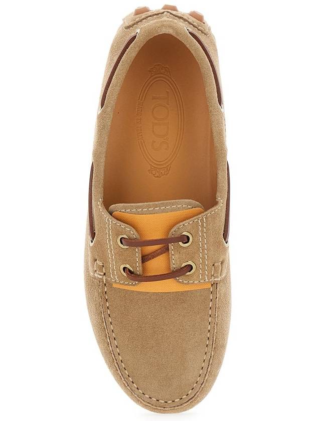 'Gommino' Beige Loafers With Woven Tie In Suede Woman - TOD'S - BALAAN 4