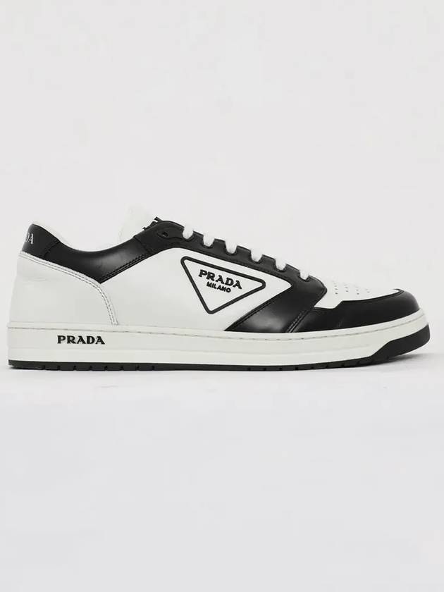 District Triangle Logo Leather Low Top Sneakers White Black - PRADA - BALAAN 4