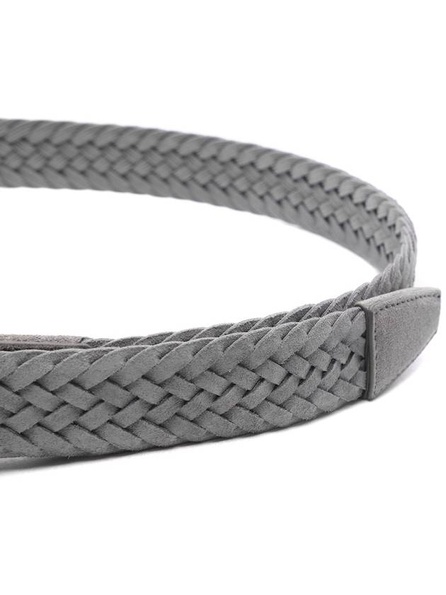 Woven Suede Buckle Leather Belt Grey - TOD'S - BALAAN 6