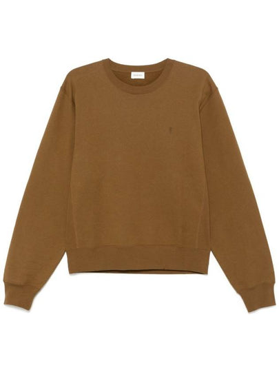 Embroidered logo knit top brown - SAINT LAURENT - BALAAN 2