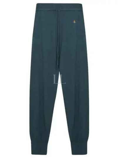 Women's Embroidered Logo Cashmere Blend Track Pants Emerald - VIVIENNE WESTWOOD - BALAAN 2