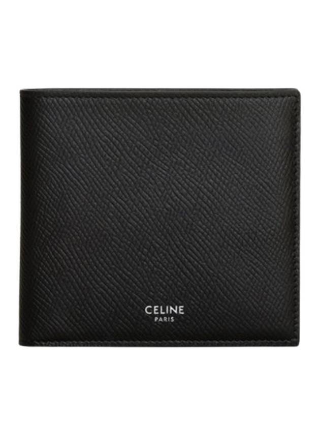 Celine Logo Leather Half Wallet Black - CELINE - BALAAN 3