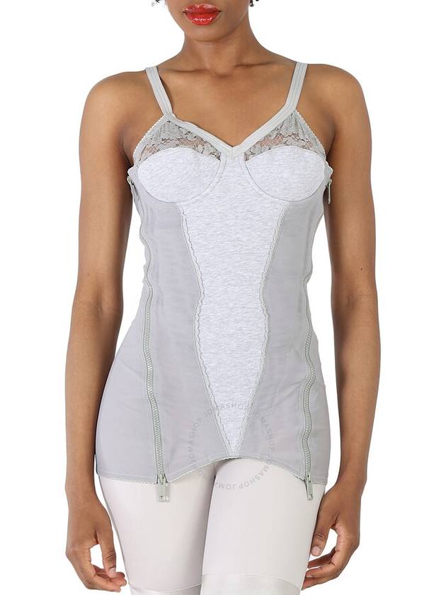 Burberry Ladies Grey Melange Cotton Jersey Paneled Stretch Corset, Brand Size 8 (US Size 6) - BURBERRY - BALAAN 1