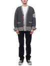 Hector Intarsia Cotton Cardigan Grey - THOM BROWNE - BALAAN 4