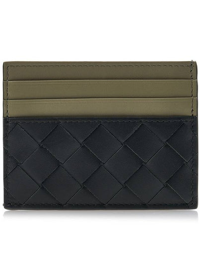 Intrecciato Two-Tone Card Wallet Dark Green Travertine - BOTTEGA VENETA - BALAAN 2