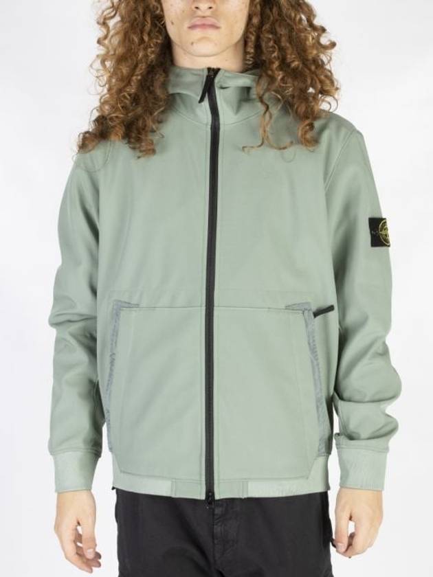 Men's Wappen Patch Softshell Zip Up Hoodie Green - STONE ISLAND - BALAAN 3