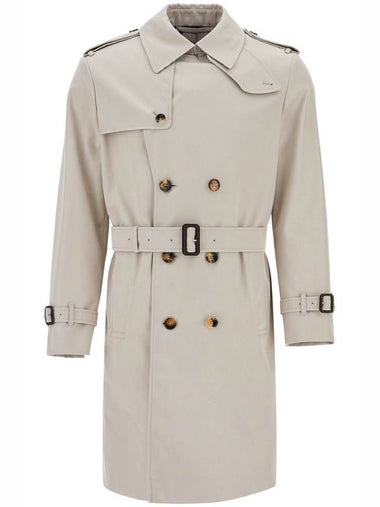 light beige polyester and cotton trench coat with adjustable belt - BURBERRY - BALAAN 1