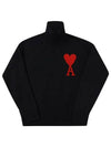 Intarsia Heart Logo Turtleneck Black - AMI - BALAAN 4