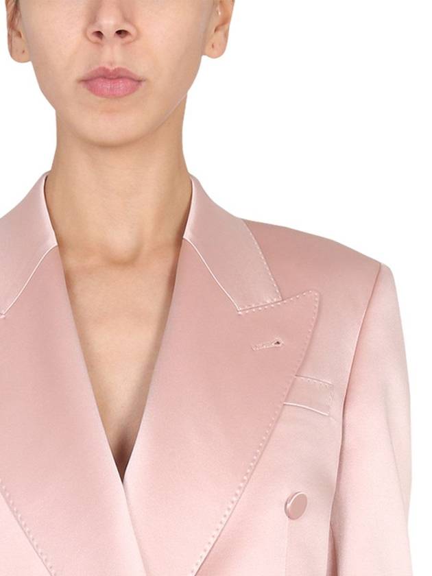 Women's Double Satin Blazer Jacket Pink - GUCCI - BALAAN 4