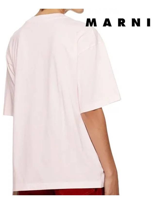 Logo Print Cotton Short Sleeve T-Shirt Pink - MARNI - BALAAN 5