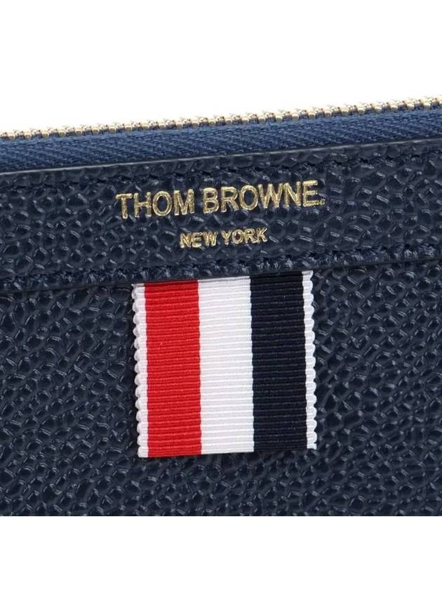 Tartan Hector Small Leather Clutch Bag Navy - THOM BROWNE - BALAAN 8