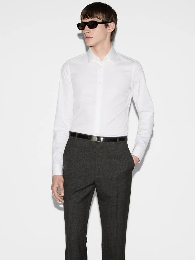 Stretch Cotton Poplin Long Sleeve Shirt White - GUCCI - BALAAN 3