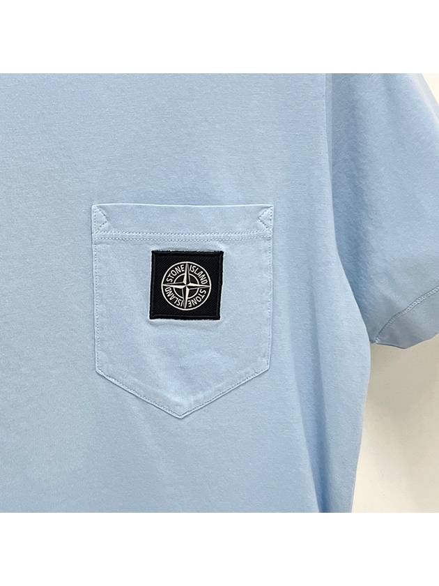 Kids Logo Patch Pocket Short Sleeve T shirt 10 12 Blue 801620347 V0040 - STONE ISLAND - BALAAN 4