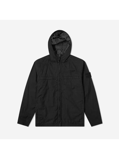 Raso Gommato Double Ghost Piece Hooded Jacket Black - STONE ISLAND - BALAAN 1