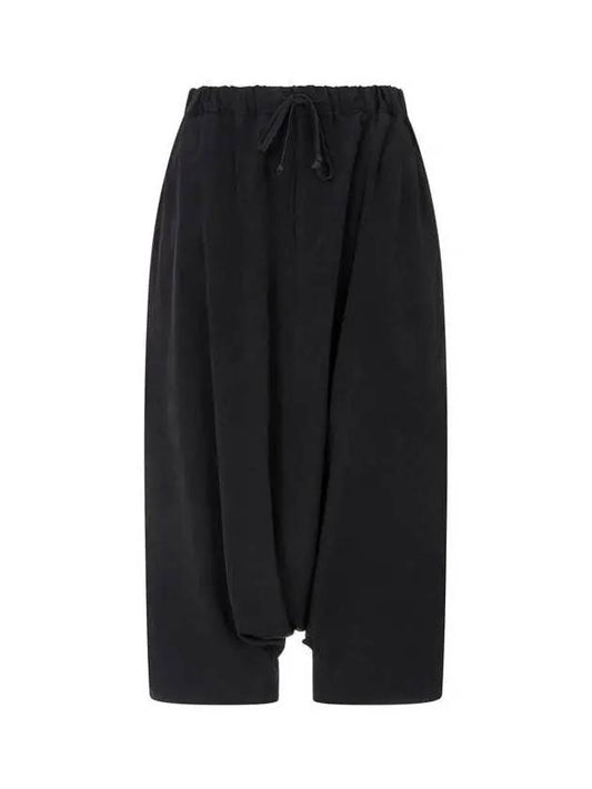 Yohji Yamamoto REGULATION Cropped Banding Deep Baggy Pants Black - YOHJI YAMAMOTO - BALAAN 1