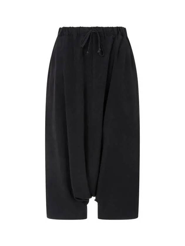 Yohji Yamamoto REGULATION Cropped Banding Deep Baggy Pants Black - YOHJI YAMAMOTO - BALAAN 1