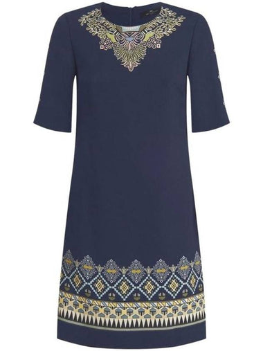 Geometric Pattern Tunic Midi Dress Navy - ETRO - BALAAN 1