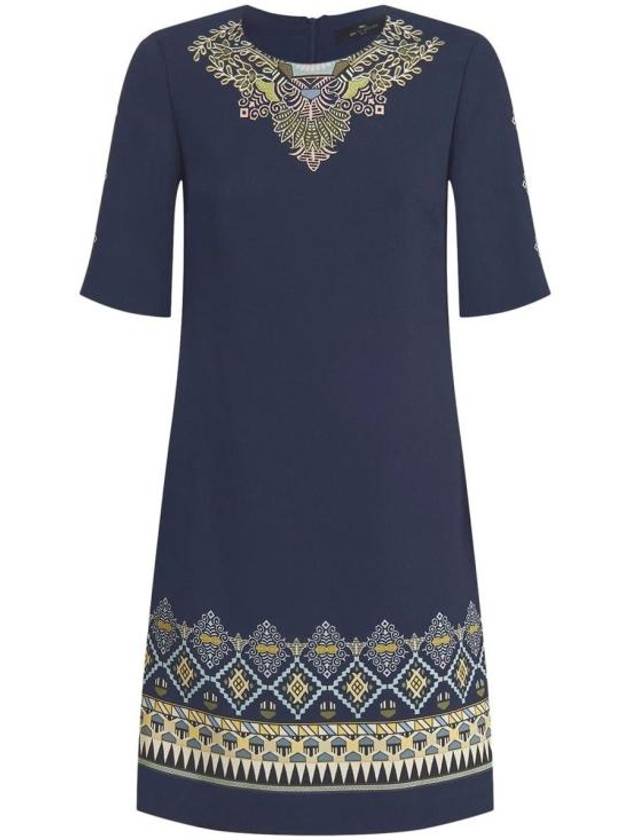 Geometric Pattern Tunic Midi Dress Navy - ETRO - BALAAN 1