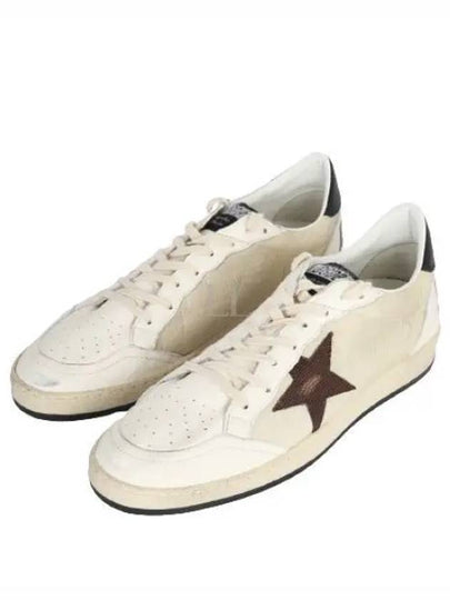 Ball Star Low Top Sneakers Burgundy White Beige - GOLDEN GOOSE - BALAAN 2