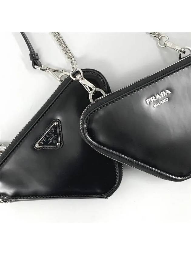 Brushed Leather Chain Mini  Shoulder Bag Black - PRADA - BALAAN 4