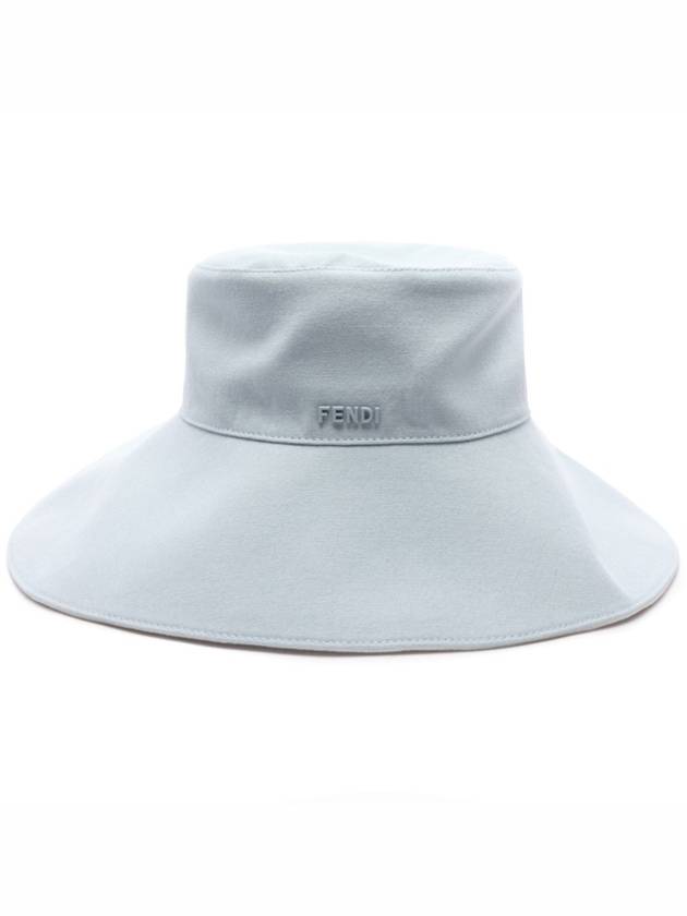 Logo Plaque Cloche Bucket Hat Light Blue - FENDI - BALAAN 3