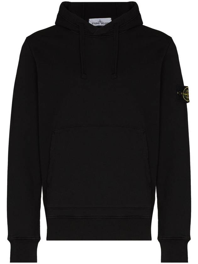 Wappen Patch Cotton Fleece Hoodie Black - STONE ISLAND - BALAAN 7