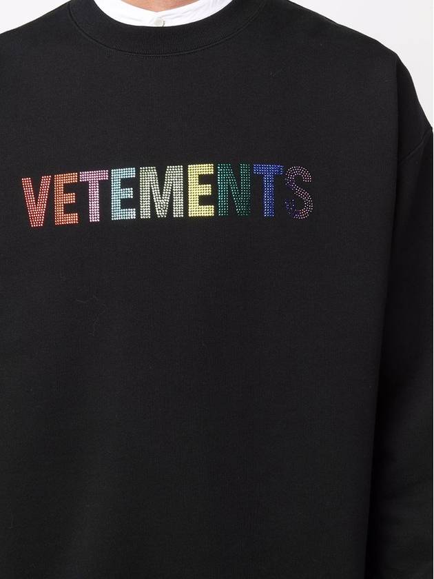 Crystal Logo Crew Neck Sweatshirt Black - VETEMENTS - BALAAN 8