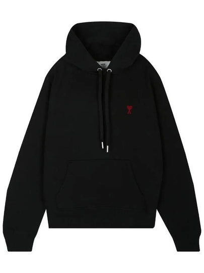 Heart Logo Cotton Hoodie Black - AMI - BALAAN 2