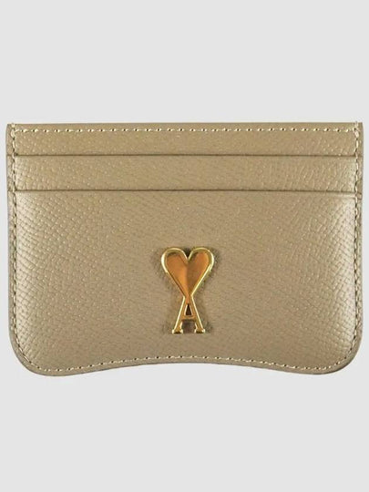 Paris heart logo card wallet light taupe USL104AL 0036 2811 - AMI - BALAAN 2