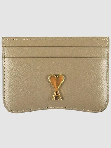 Paris heart logo card wallet light taupe USL104AL 0036 2811 - AMI - BALAAN 1