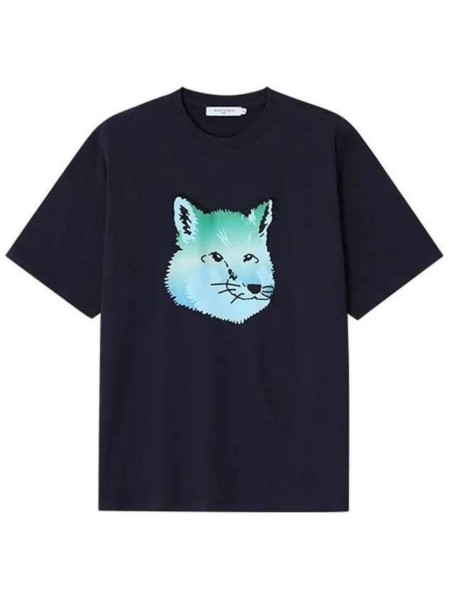 Vibrant Fox Head Easy Short Sleeve T-Shirt Navy - MAISON KITSUNE - BALAAN 5