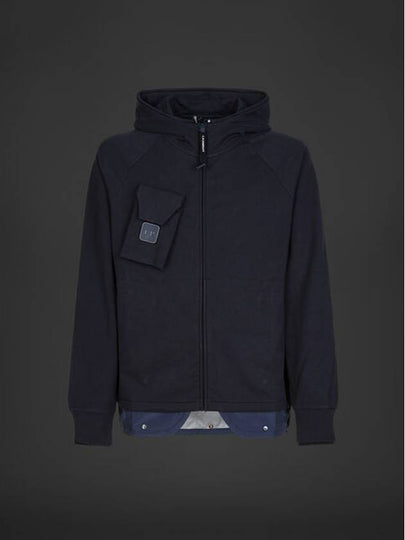 Metropolis Series Stretch Fleece Mixed Zip Up Hoodie Navy - CP COMPANY - BALAAN 2