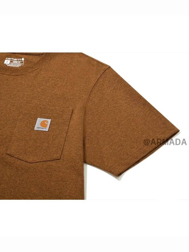 K87 Workwear Pocket Short Sleeve T Shirt Oiled Walnut Heather - CARHARTT - BALAAN 5