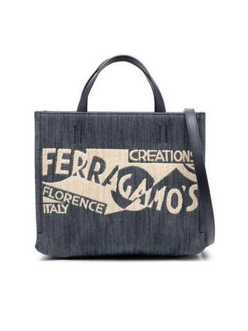 Logo Tote Bag Blue - SALVATORE FERRAGAMO - BALAAN 1