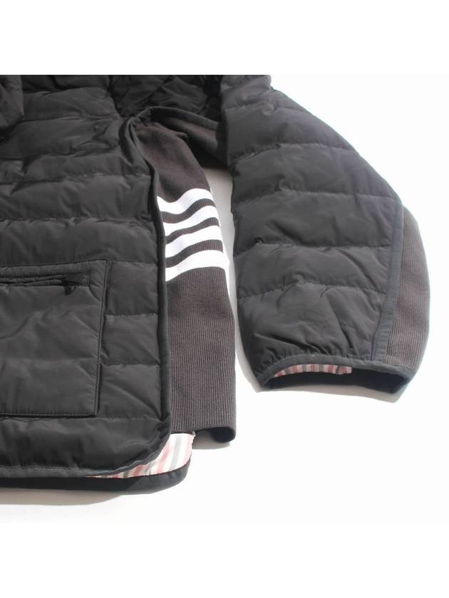 Poly Twill Rib 4-Bar Down Hoodie Jacket Charcoal - THOM BROWNE - BALAAN 4