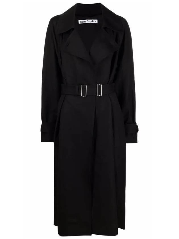 Belt Long Wool Trench Coat Black - ACNE STUDIOS - BALAAN 1