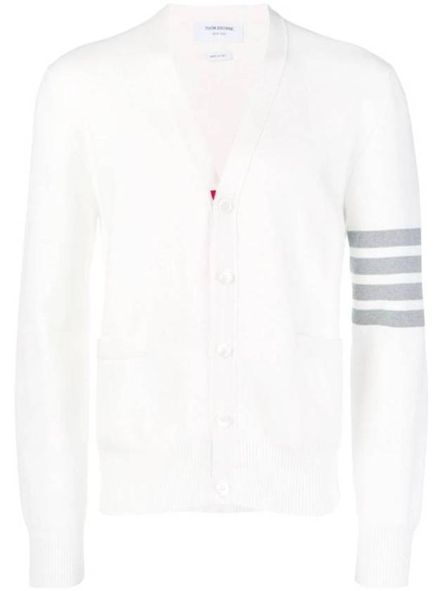 Milano Stitch 4 Bar Cardigan White - THOM BROWNE - BALAAN 2