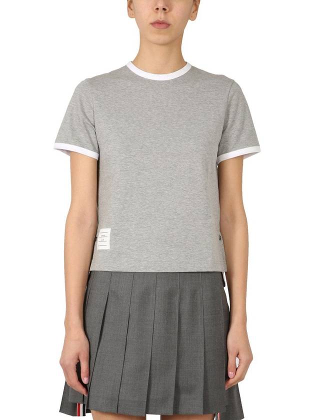 Asymmetric Hem Short Sleeve T-Shirt Grey - THOM BROWNE - BALAAN 2