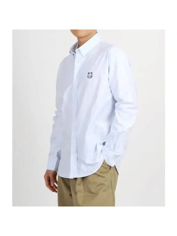 Contour Fox Head Casual Long Sleeve Shirt Blue - MAISON KITSUNE - BALAAN 1