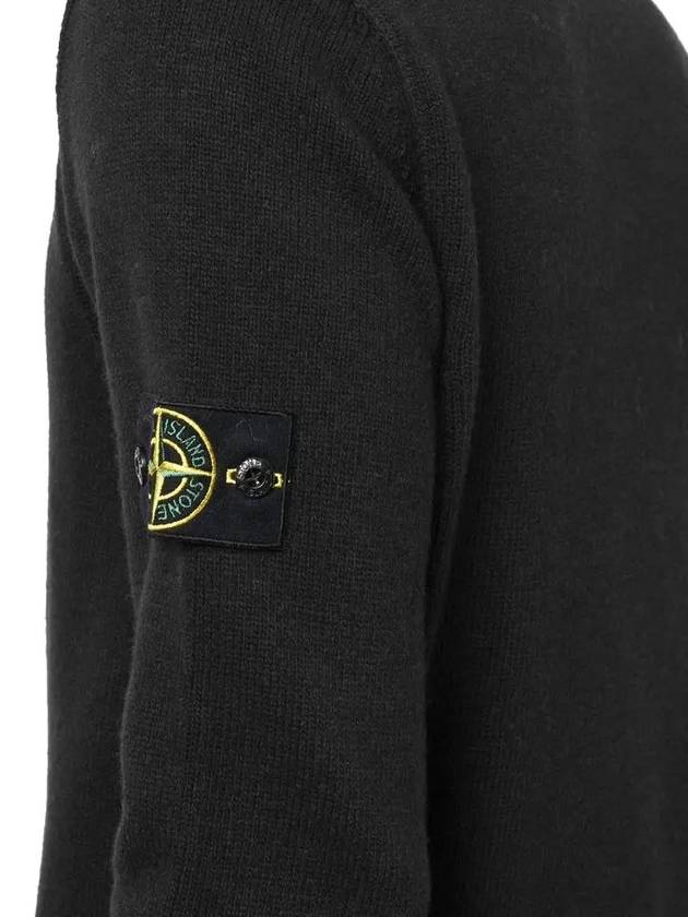 Jersey Lana Logo Patch Knit Top Black - STONE ISLAND - BALAAN 5