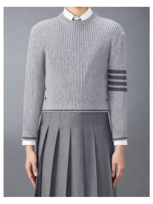 4 Bar Stripe Cable Knit Top Grey - THOM BROWNE - BALAAN 2