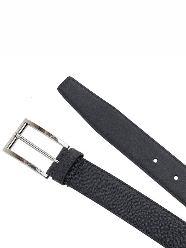 Saffiano Polished Buckle Belt Black - PRADA - BALAAN 9