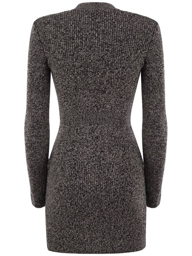 Logo patch double breasted coat short dress gray - ELISABETTA FRANCHI - BALAAN 3