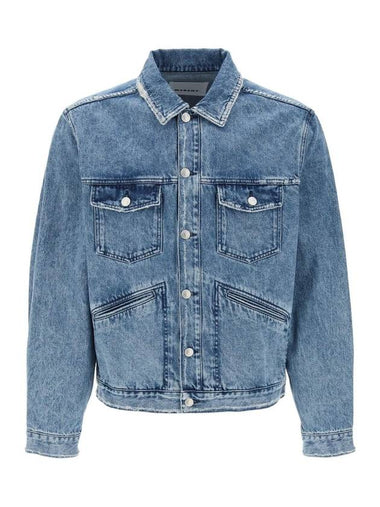 Jango Embroidered Logo Denim Jacket Blue - ISABEL MARANT - BALAAN 1