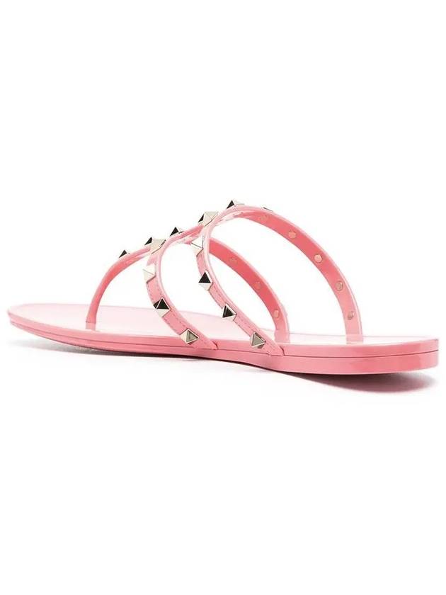 Rockstud PVC Flip Flops Pink - VALENTINO - BALAAN 4