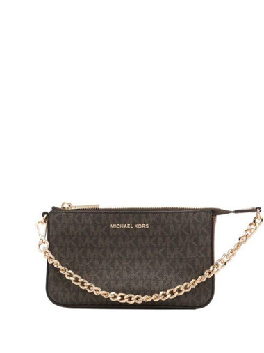 Jet Set Chain Leather Shoulder Bag Brown - MICHAEL KORS - BALAAN 1