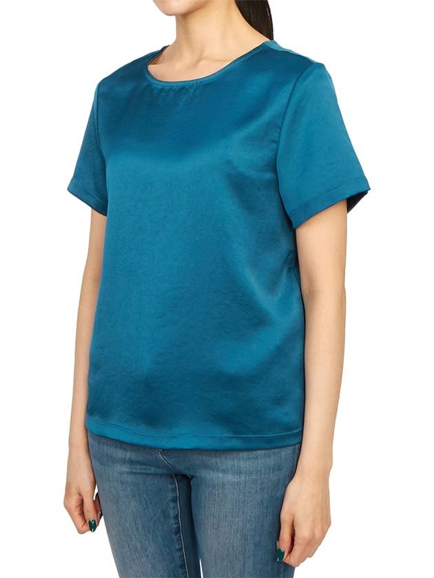 Torres Satin Jersey Short Sleeve T-Shirt Blue - MAX MARA - BALAAN 3